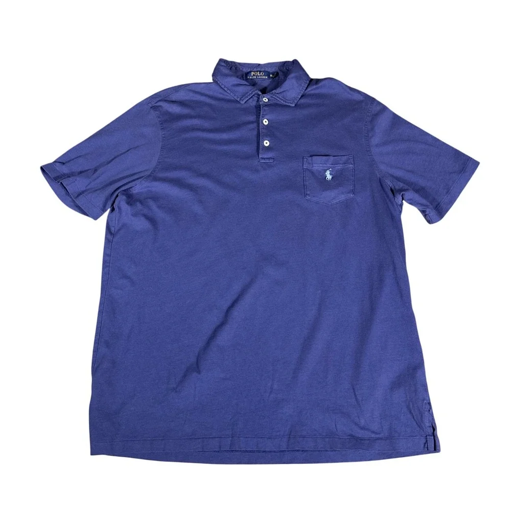 Polo Ralph Lauren Polo Shirt Mens XL Blue Short‎ Sleeve Pocket Pony Logo
